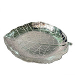 504-16 Large Leaf Silver Plastic Charger Plate