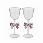 CG191 Glass+Flared Rim&Bow Set of 2 40c