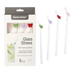 STR14 5Pcs Glass Straw Set 0.8x20cm 50c