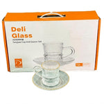 CG114 6Pcs Cup&Saucer Set Gold Rim 6c