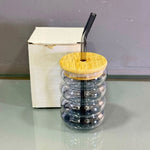 CG254 GlassWith Straw Cup GyCharcoal