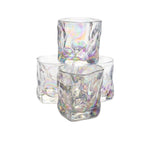 Danny Home Luxury Iridescent Rainbow Origami Crumpled Glass Drinking Set 280ml | Aesthetic Water & Juice Glasses – Set of 4