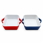 Danny Home 7.5" Square Ceramic Baking Dish with Handles Porcelain Casserole Pan