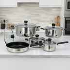 HP73 10Pcs Cook Set SS With Glass Lid