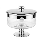 Danny Home Luxury Glass Candy Dish & Footed Storage Jar - Silver Trim Home Decor Centerpiece