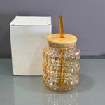 CG250 Glass With Straw Cup  Amber