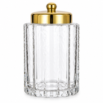 Danny Home Hand-Made Textured Glass Storage Jar with Metallic Gold Lid (9.9x15.7x23.7cm) – Luxury Candy & Cookie Canister