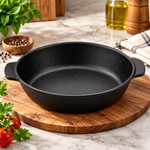 Danny Home Premium Matte Black Round Baking Dish with Handles