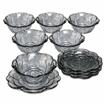 Luxury Rose Smoky Glass Piyali Cup & Saucer Set 6 Cups