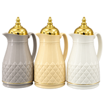 Premium Luxury Diamond Design Insulated Thermos Flask with Golden Lid 1L