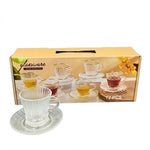 Premium Clear Fluted Glass Tea Cup & Saucer Set High Quality Glassware