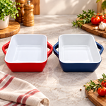 Danny Home 7.5" Square Ceramic Baking Dish with Handles Porcelain Casserole Pan