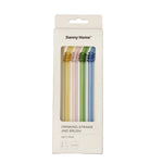 STR12 5Pcs Glass Straw Set 20cm 100c