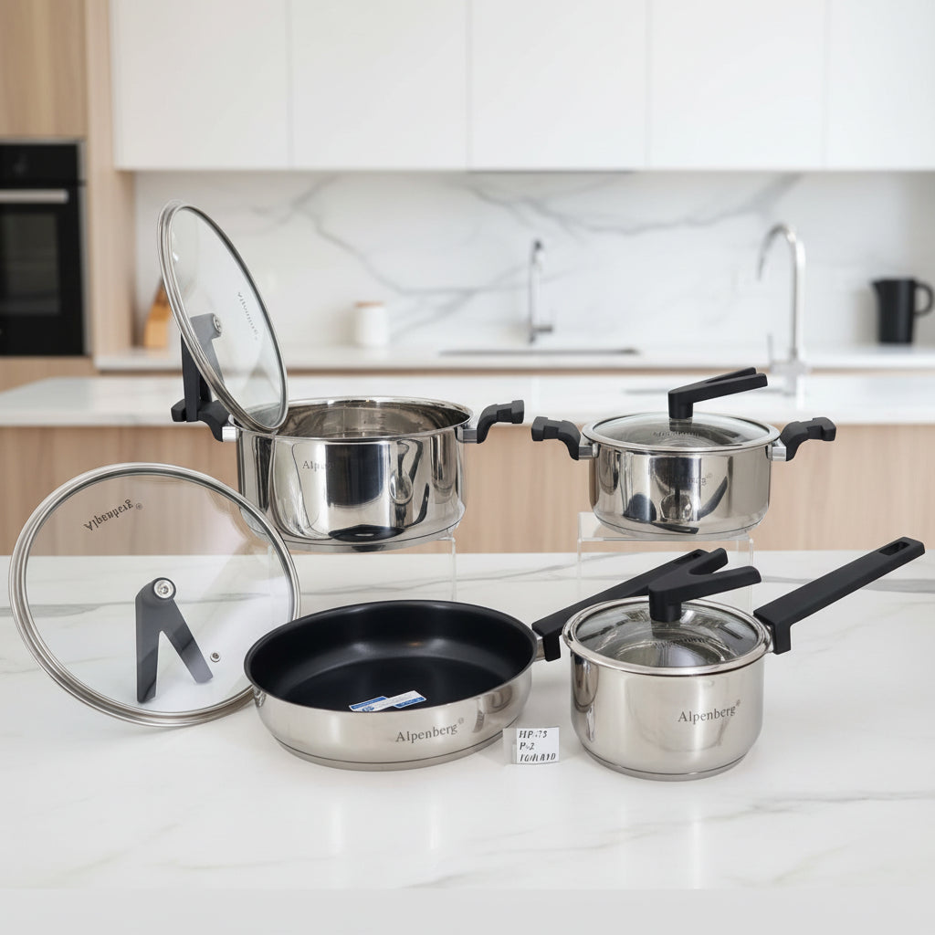 HP75 8Pcs Cook-S SS W/Glass Lid (V-Knobe)