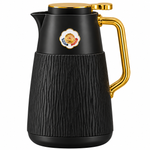 Feenik Premium Ribbed Vacuum Insulated Tea & Coffee Jug with Gold Handle 1L