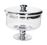 Danny Home Luxury Glass Candy Dish & Footed Storage Jar - Silver Trim Home Decor Centerpiece