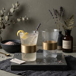 Danny Home Nordic Style Striped-Glaze Glass Water Cup Set - 2 Pieces High-Ball Drinking Glasses