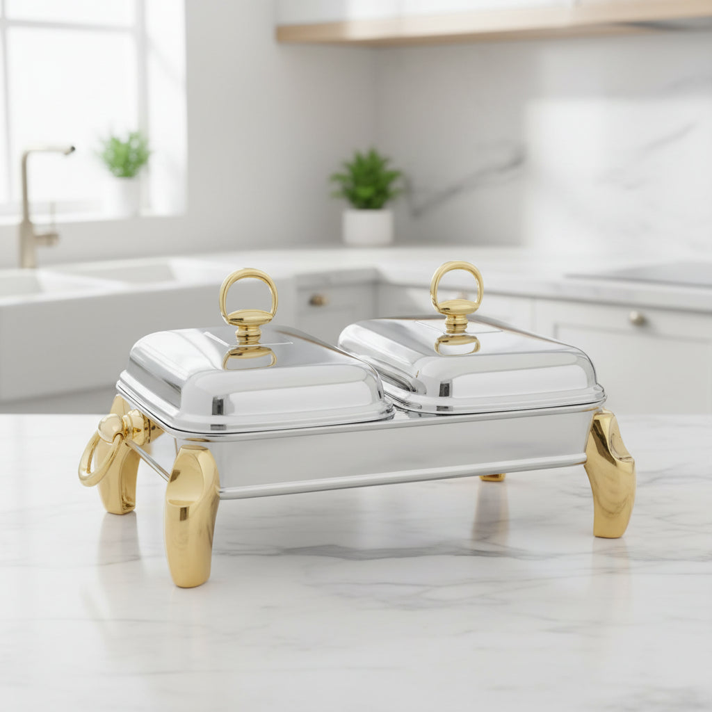 173846.G LUX GOLD 2*1 Rect Dish
