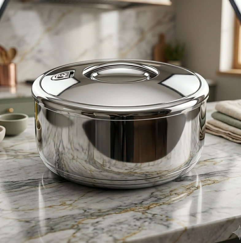 666S-S 6Ltr Round Silver Hot Pot 6c