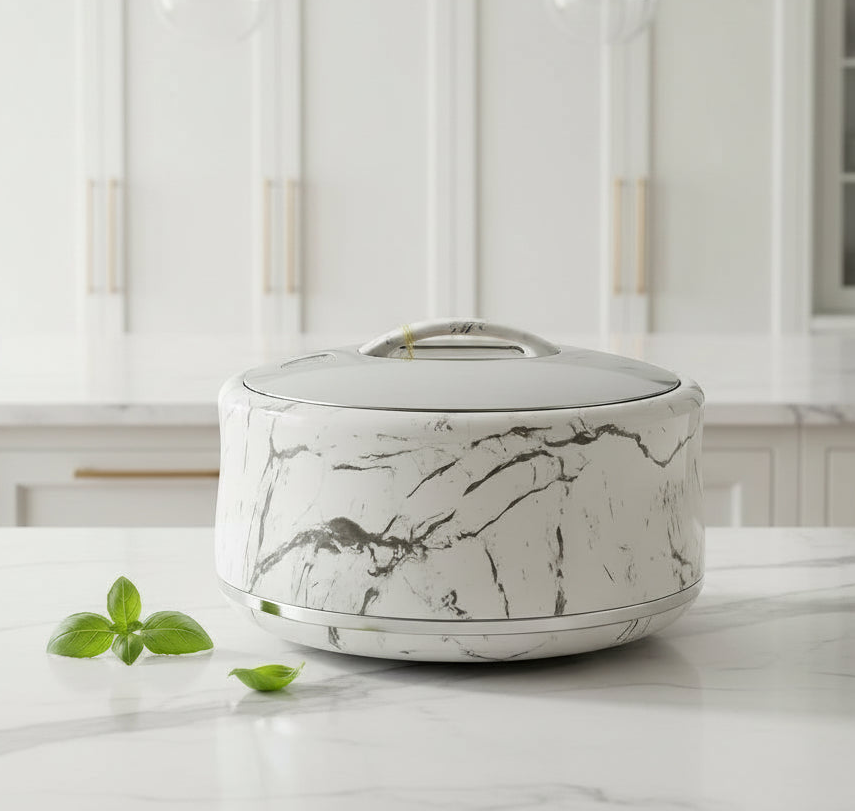 666WS-S 6Ltr Round White Silver Hot Pot 6c