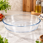 Danny Home 2.4L Round Borosilicate Glass Baking Dish (KP008) | Clear Ovenproof Pie & Cake Pan