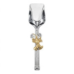 Premium Stainless Steel Fancy Serving Tong with Golden Floral Decoration