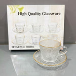 CG112 6Pcs Cup&Saucer Set Gold 12c