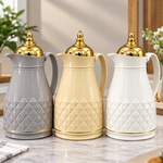 Premium Luxury Diamond Design Insulated Thermos Flask with Golden Lid 1L