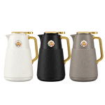 Feenik Premium Ribbed Vacuum Insulated Tea & Coffee Jug with Gold Handle 1L