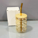 CG253 Glass With Straw Cup  Amber