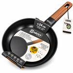 Baroly  Non-Stick Aluminum Fry Pan 24cm with Wooden Look Handle – Black