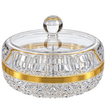 Premium Acrylic Dry Fruit Box Luxury Crystal Design Candy & Nuts Serving Bowl with Golden Rim & Lid