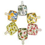Bakeware 6.5" Handled Ceramic Square Serving Plate | Assorted Botanical & Citrus Designs FF01