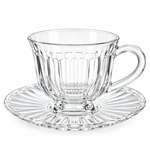 Premium 12-Piece Clear Glass Tea & Coffee Cup and Saucer Set 220ml – Elegant Fluted Design