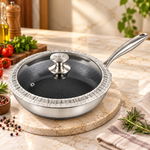 OSFE Premium Tri-Ply Stainless Steel Frying Pan with Glass Lid – 20cm