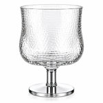 Danny Home Footed Bark-Texture Glass Decorative Bowl with Metallic Silver Pedestal Base – Tableware Display Containe
