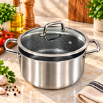 OSFE Premium Stainless Steel Honeycomb Stew Pot with Glass Lid – 20cm