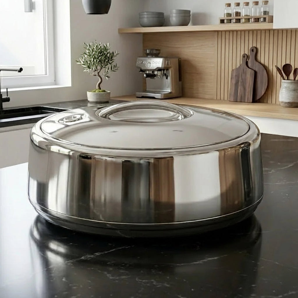 663BK-S 3Ltr Round Blk Silver Hot Pot 6c