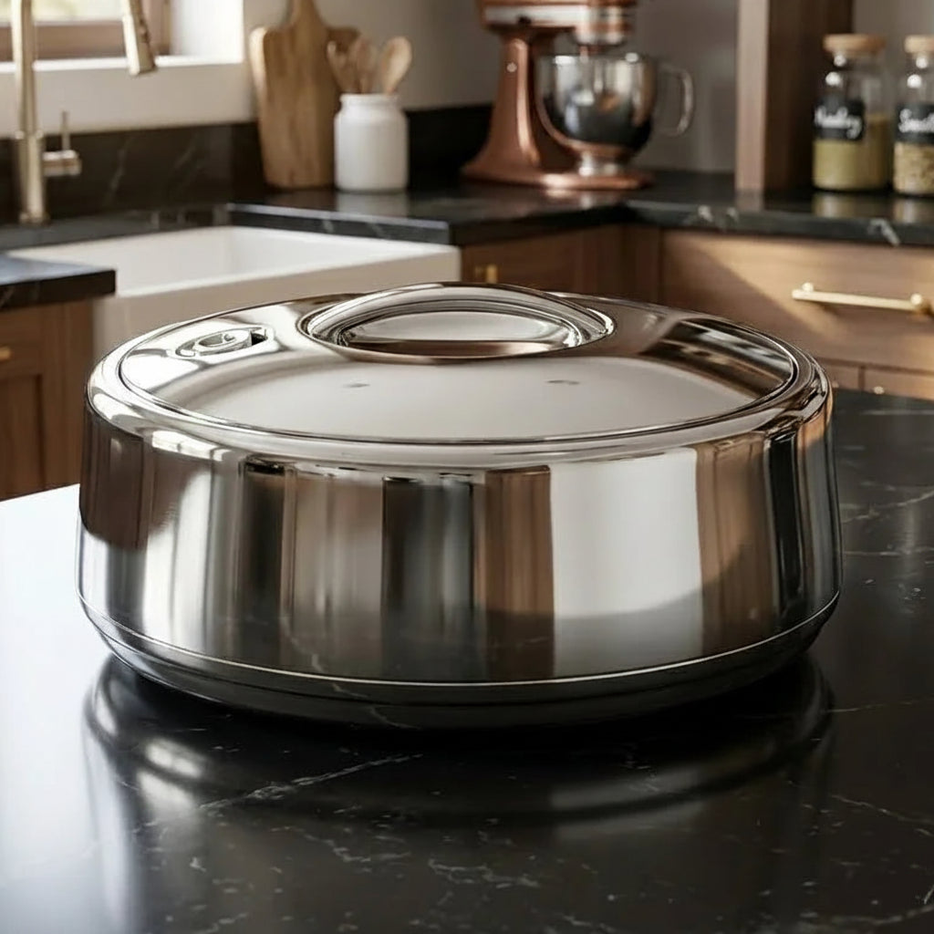 664BK-S 4Ltr Round Blk Silver Hot Pot 6c