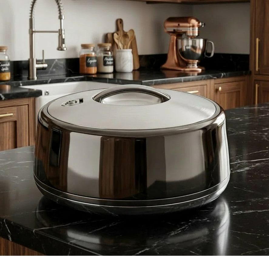 665BK-S 5Ltr Round Blk Silver Hot Pot 6c