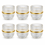 Premium 6Pcs Transparent Glass Tumbler Set with Gold Edge Vertical Fluted Drinking Glasses