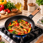Baroly  Non-Stick Aluminum Fry Pan 24cm with Wooden Look Handle – Black