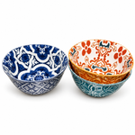 Danny Home 6-Inch Bohemian Ceramic Soup & Cereal Bowl Set (6-Piece) – Vibrant Floral Porcelain Salad Bowls