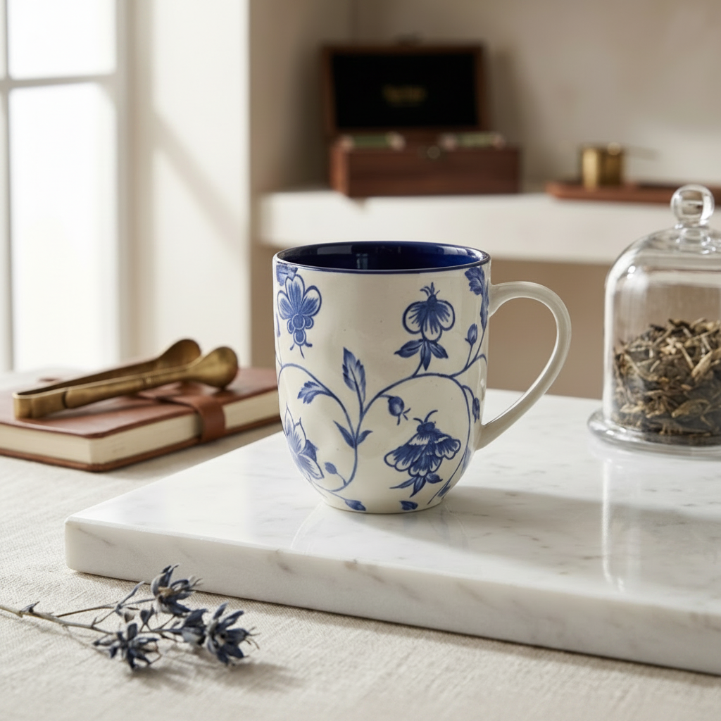 BR2001 Blue Peony 400ml Mug 36c