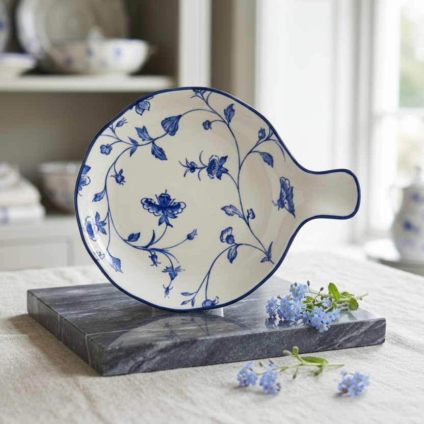 BR2005 Blue Peony 9"Rd Plater W-H 8-48c