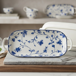 BR2017 Blue Peony 14"Oval Dish W-H 5-15c