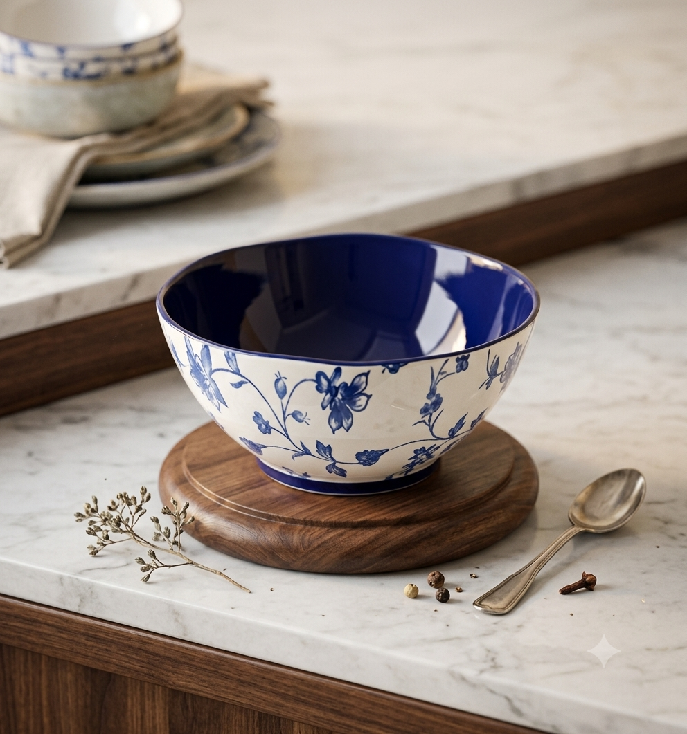 BR2069 Blue Peony 8"Rd Bowl 20c