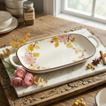 BR2073 Pink Floral 14"OvalDish W-H5-15c