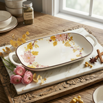 BR2073 Pink Floral 14"OvalDish W-H5-15c