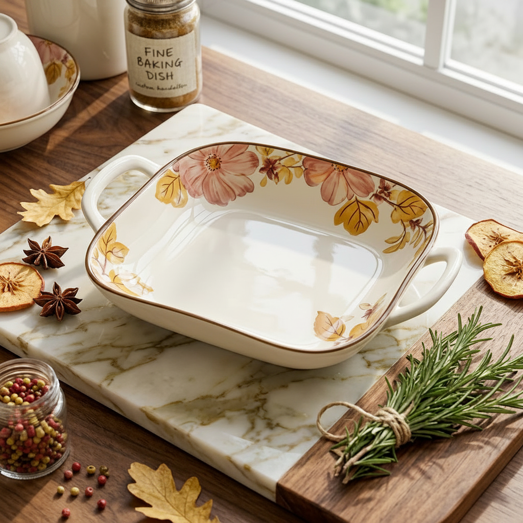 BR2074 Pink Floral 9"Sqr Dish W-H 8-48c